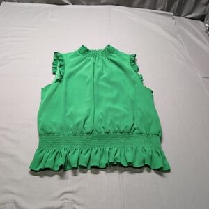 J. Crew Womens Green Sleeveless Ruffled Blouse Size 10